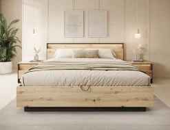 Quarry - Tweepersoonsbed met opbergruimte - Eiken - 180x200 cm