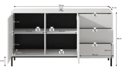 Queen - Dressoir - Zwart - 150x41x80 cm