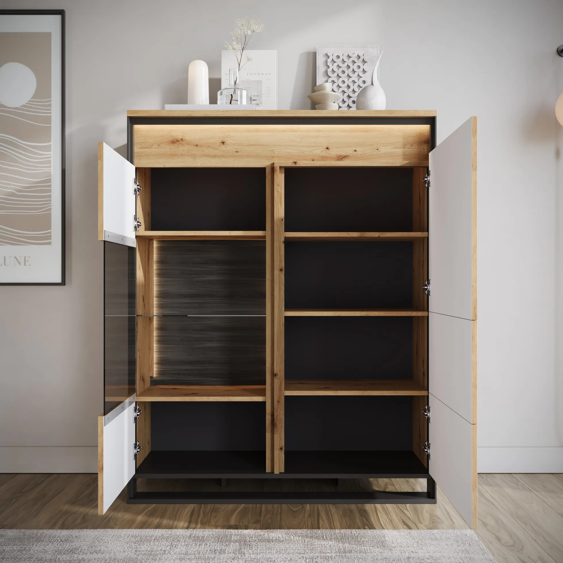 Quincy - Dressoir - Eiken - 110x41x140 cm