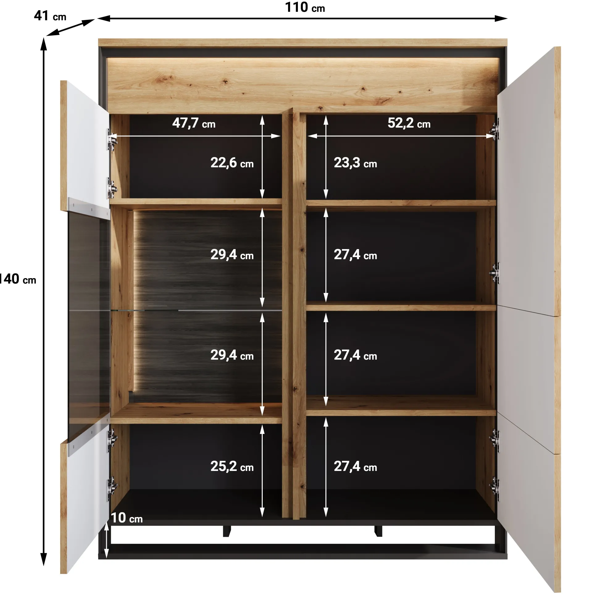 Quincy - Dressoir - Eiken - 110x41x140 cm