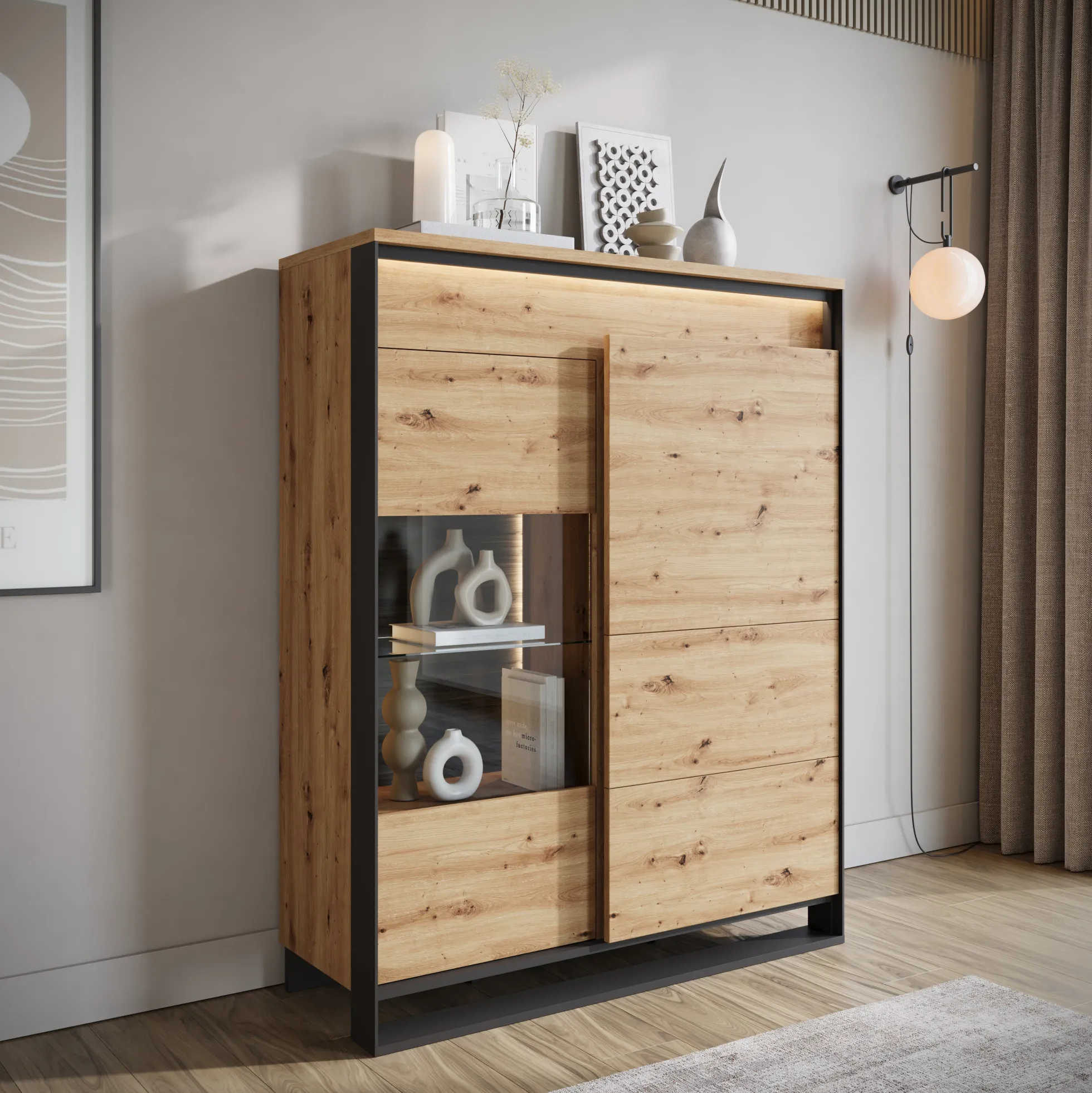 Quincy - Dressoir - Eiken - 110x41x140 cm