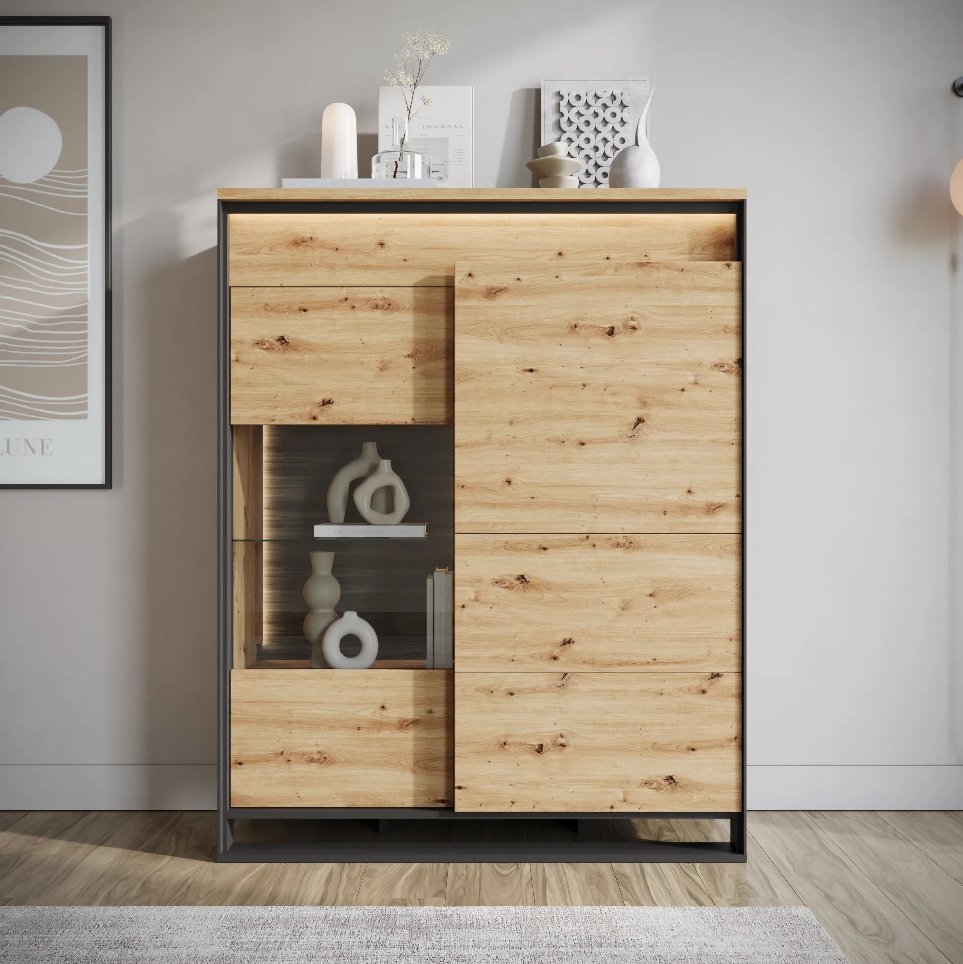 Quincy - Dressoir - Eiken - 110x41x140 cm