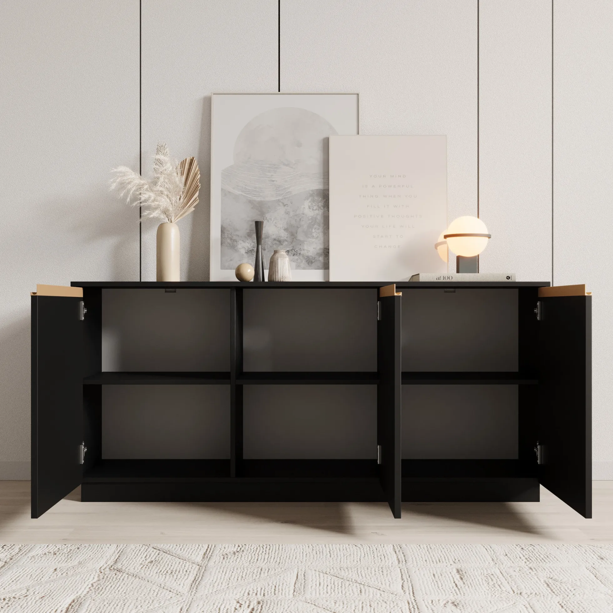 Remy - Dressoir - Zwart - 153x39x72 cm