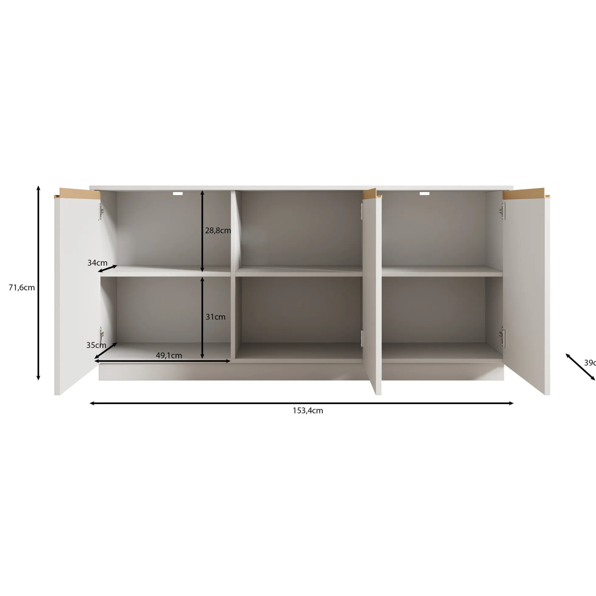 Remy - Dressoir - Zwart - 153x39x72 cm