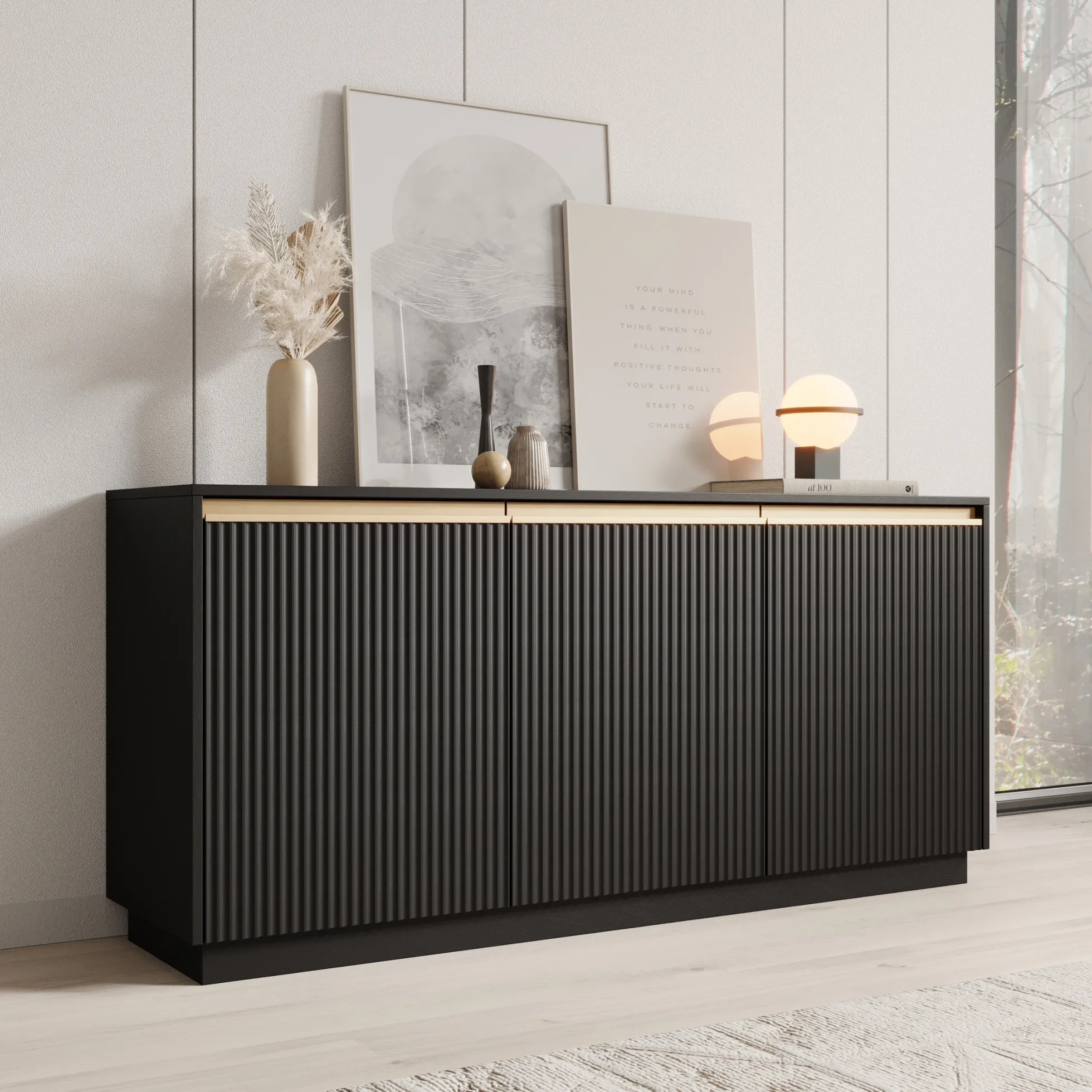 Remy - Dressoir - Zwart - 153x39x72 cm