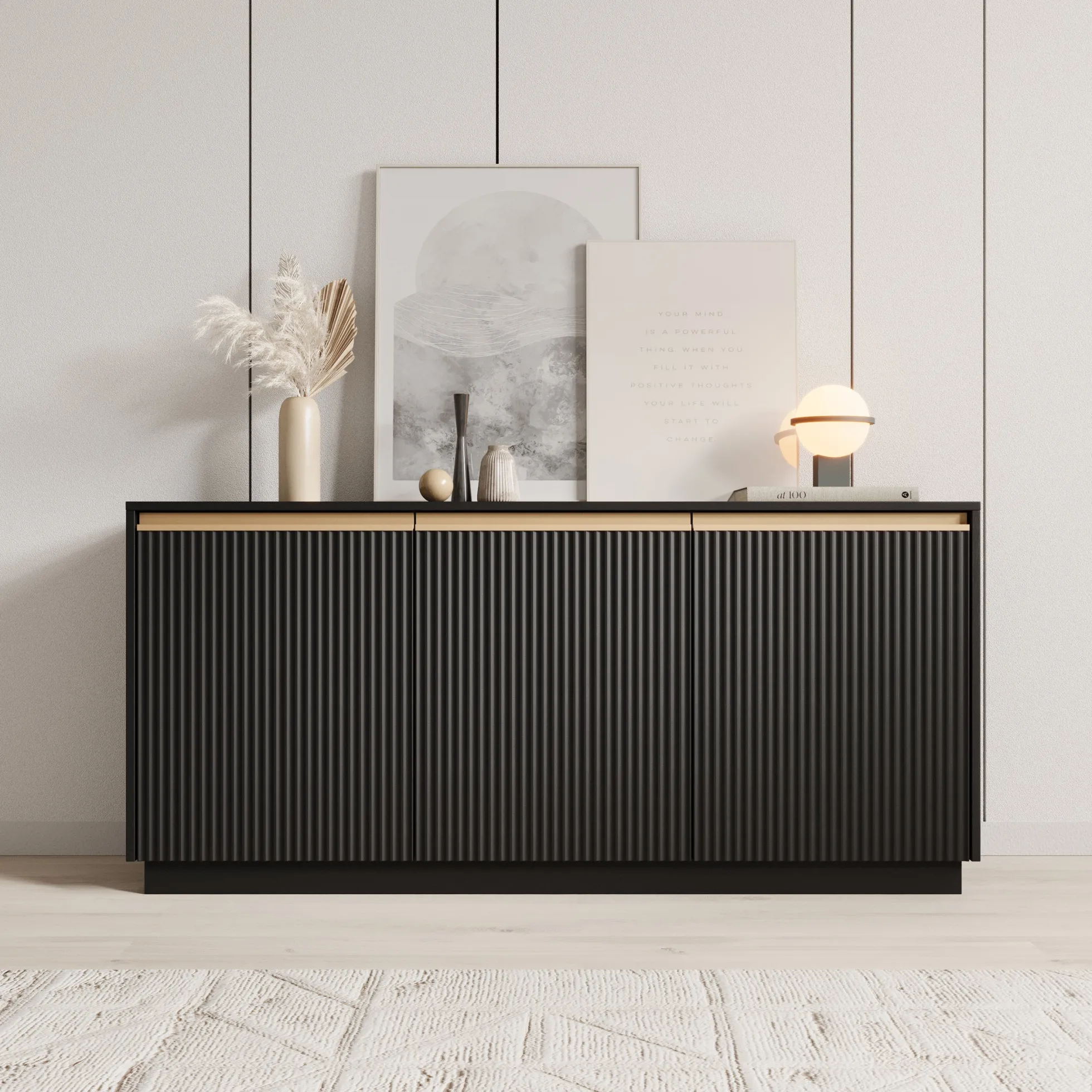 Remy - Dressoir - Zwart - 153x39x72 cm