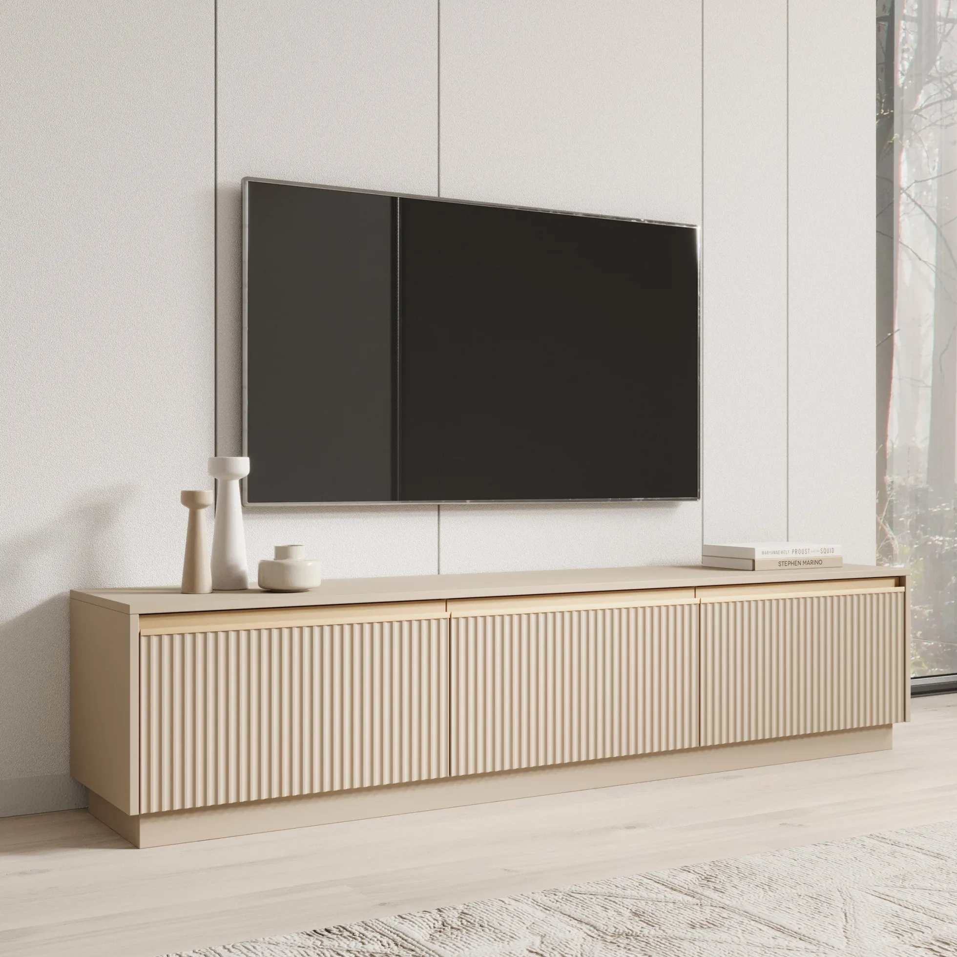 Remy - TV-Meubel - Beige - 182x39x37 cm