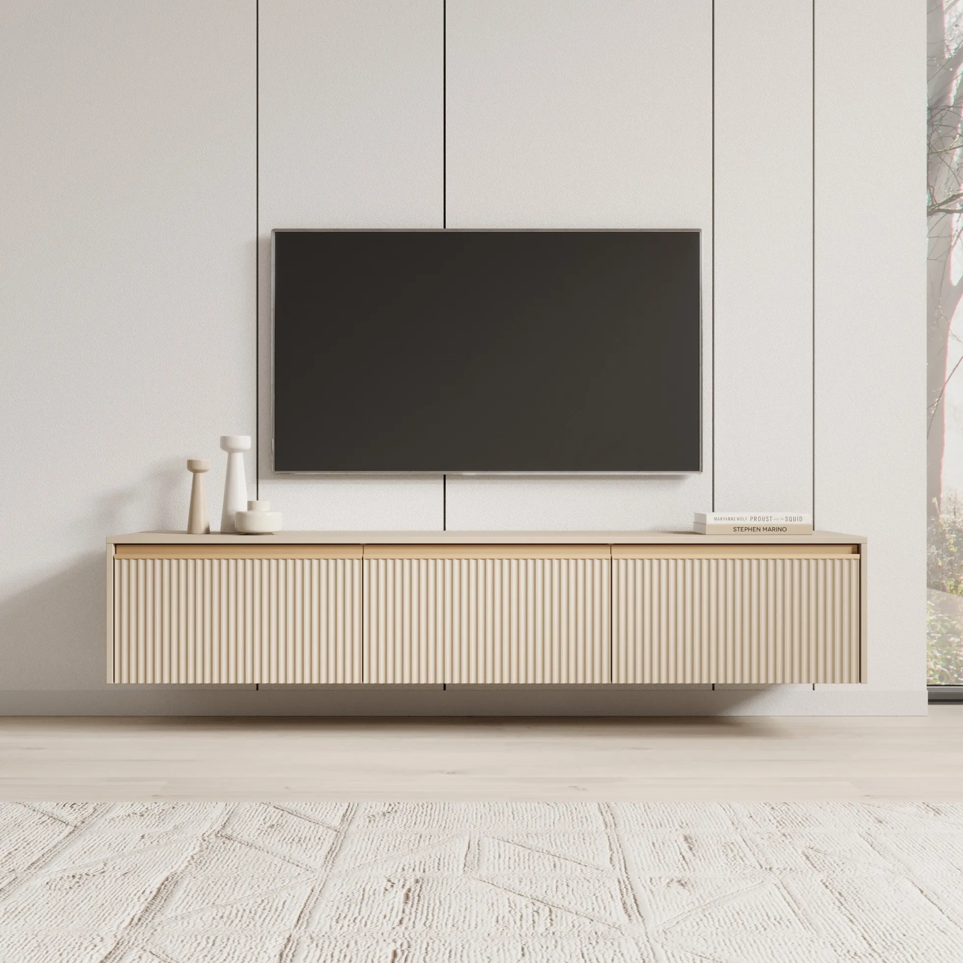 Remy - TV-Meubel - Beige - 182x39x37 cm