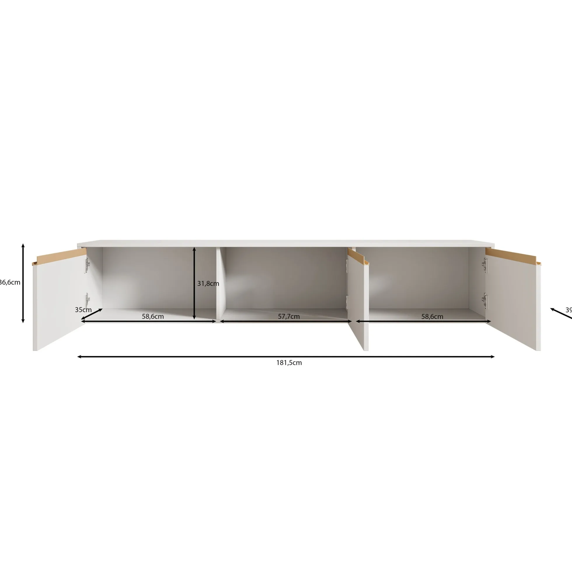 Remy - TV-Meubel - Beige - 182x39x37 cm