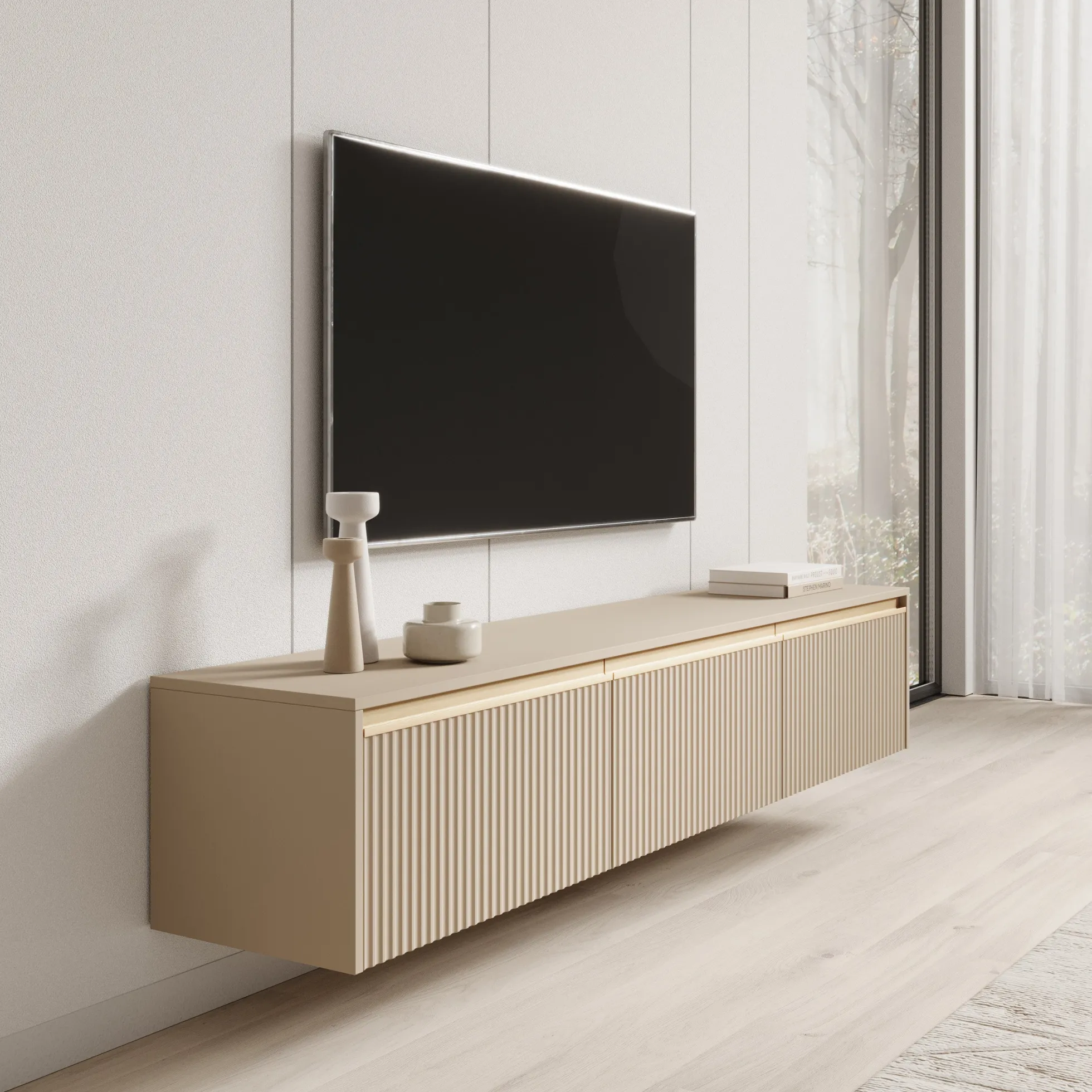 Remy - TV-Meubel - Beige - 182x39x37 cm