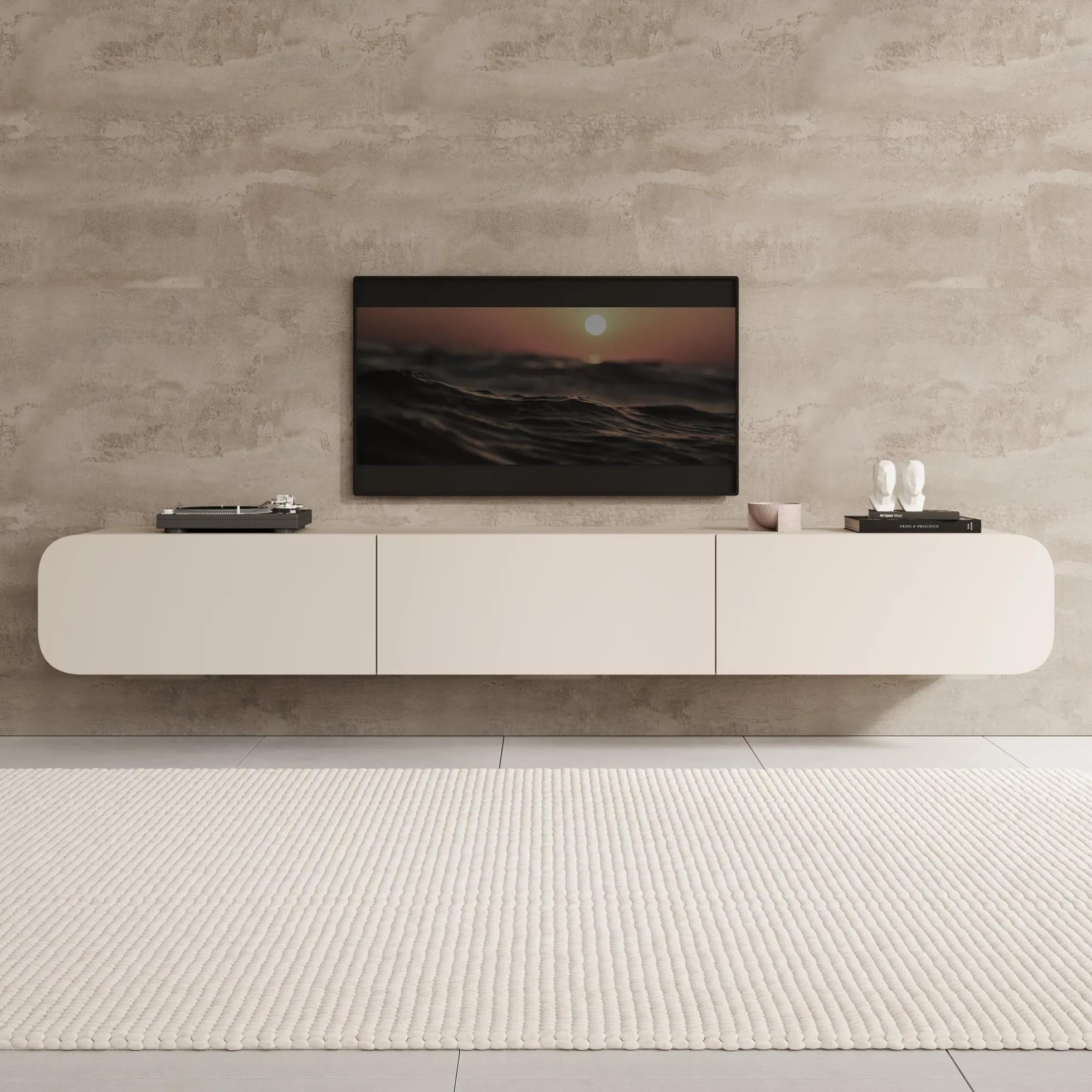 Renalto - TV-Meubel - Beige - 220x36x34 cm
