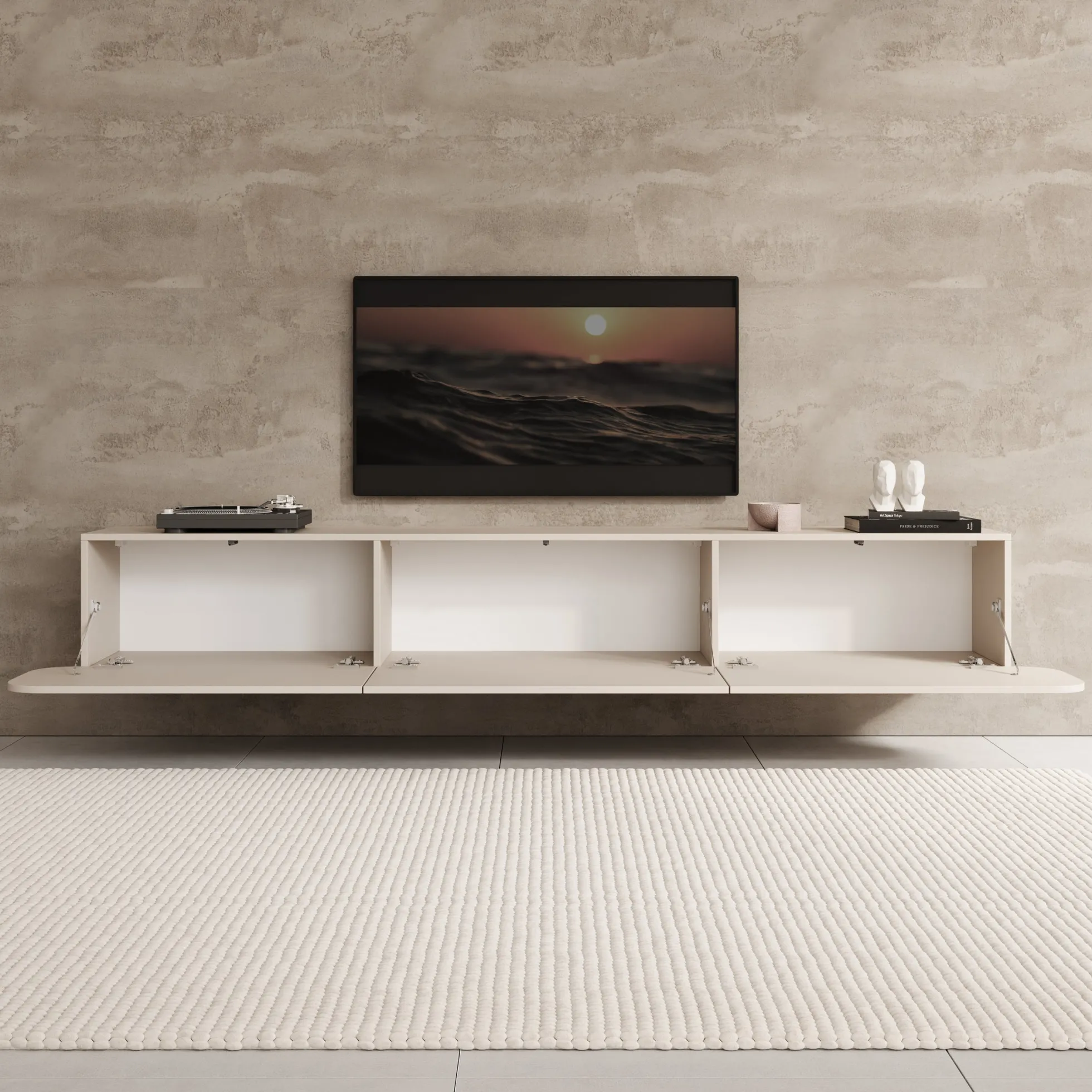 Renalto - TV-Meubel - Beige - 220x36x34 cm