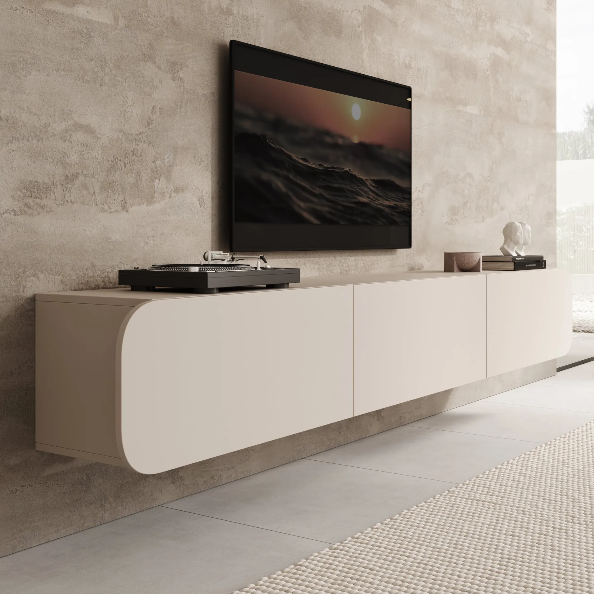 Renalto - TV-Meubel - Beige - 220x36x34 cm
