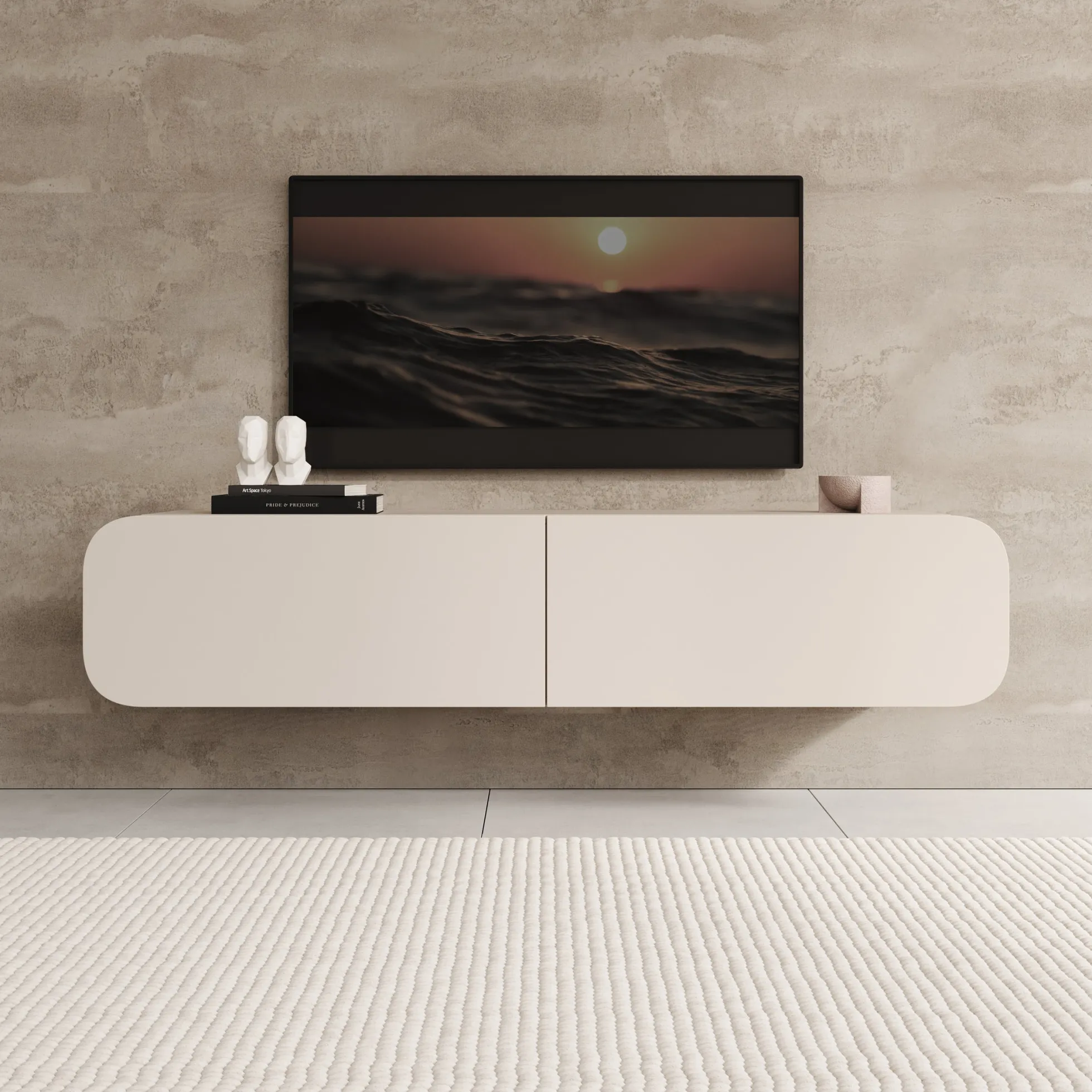 Renalto - TV-Meubel - Beige - 140x36x34 cm
