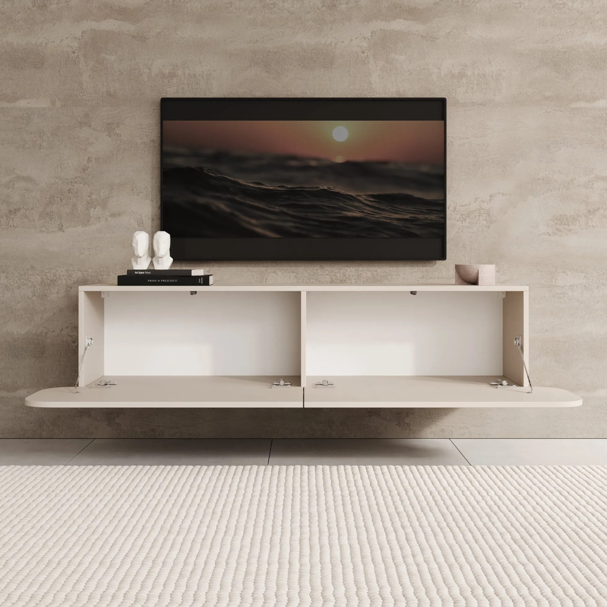 Renalto - TV-Meubel - Beige - 140x36x34 cm