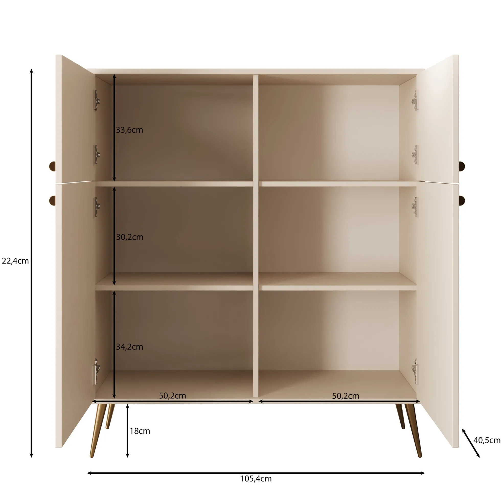 Reunion - Dressoir - Beige - 105x41x122 cm