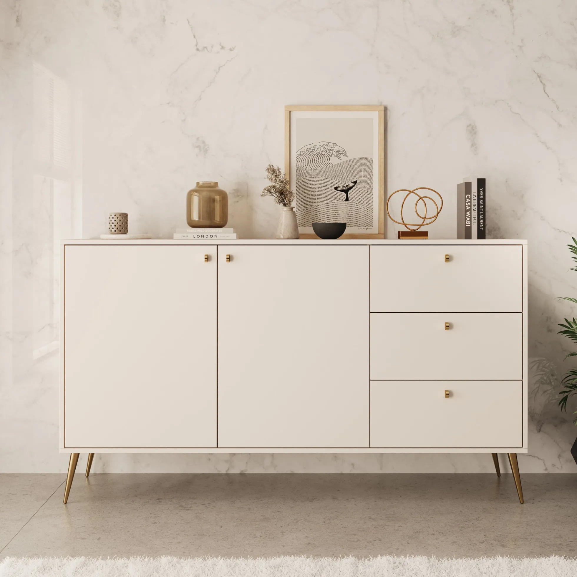 Reunion - Dressoir - Beige - 156x41x89 cm