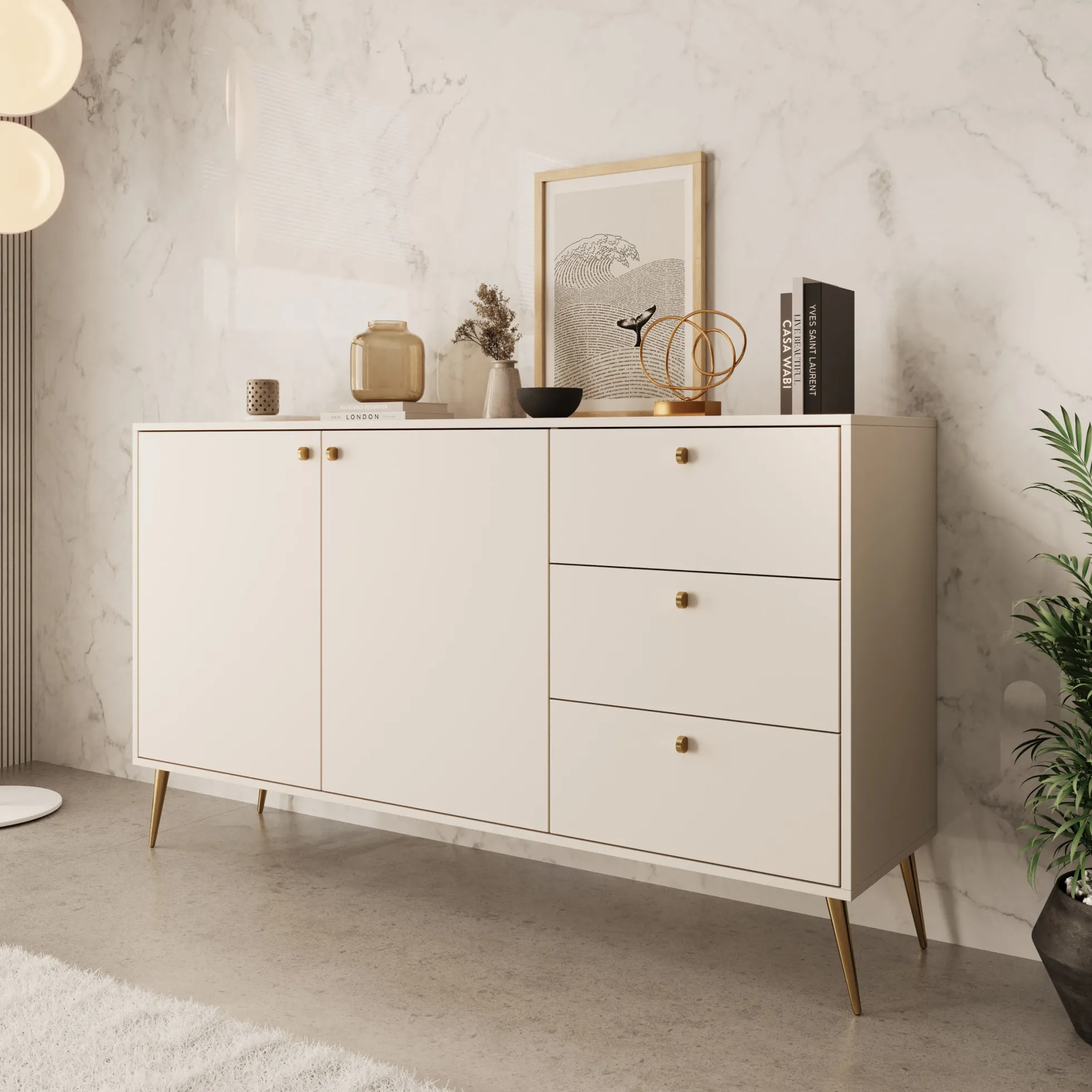 Reunion - Dressoir - Beige - 156x41x89 cm