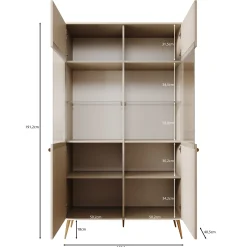 Reunion - Vitrinekast - Beige - 106x41x191 cm