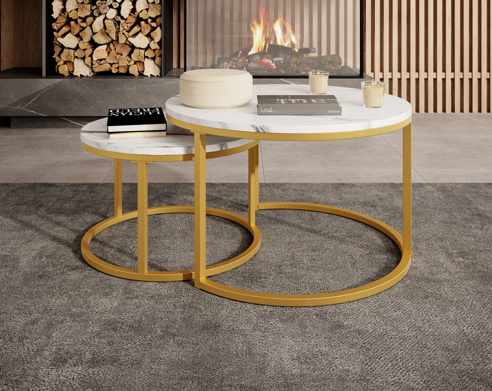 Rica 2 - Salontafel set van 2 - Wit marmerlook