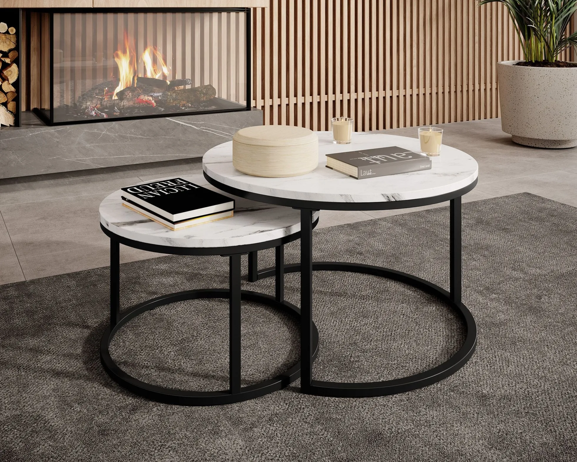 Rica - Salontafel set van 2 - Wit marmerlook