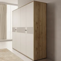 Riggs - Kledingkast 4-deurs - Beige - 224x59x213 cm