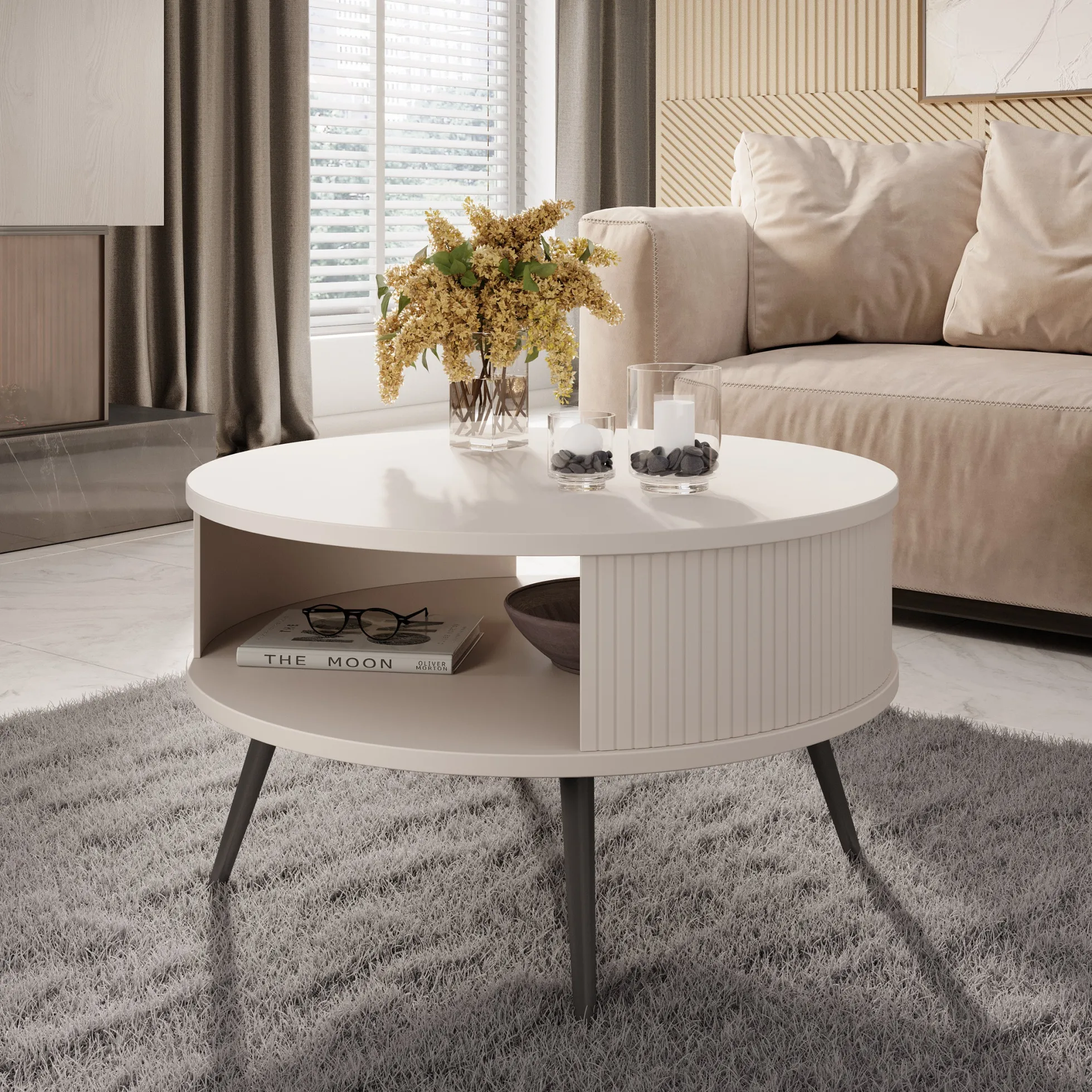 Riley - Salontafel - Beige - 76x44 cm