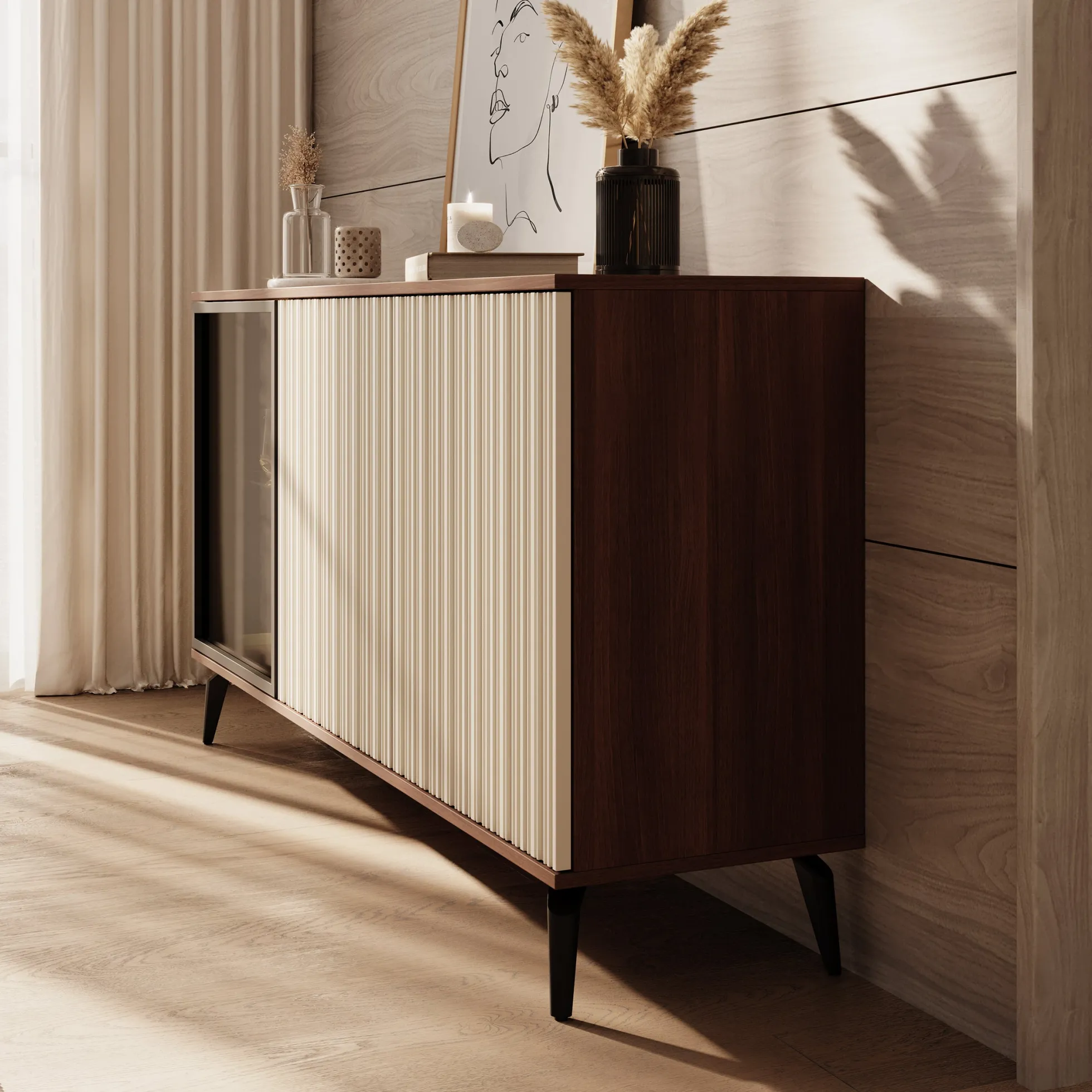 Riverhead - Dressoir - Beige/Eiken - 154x39x80 cm
