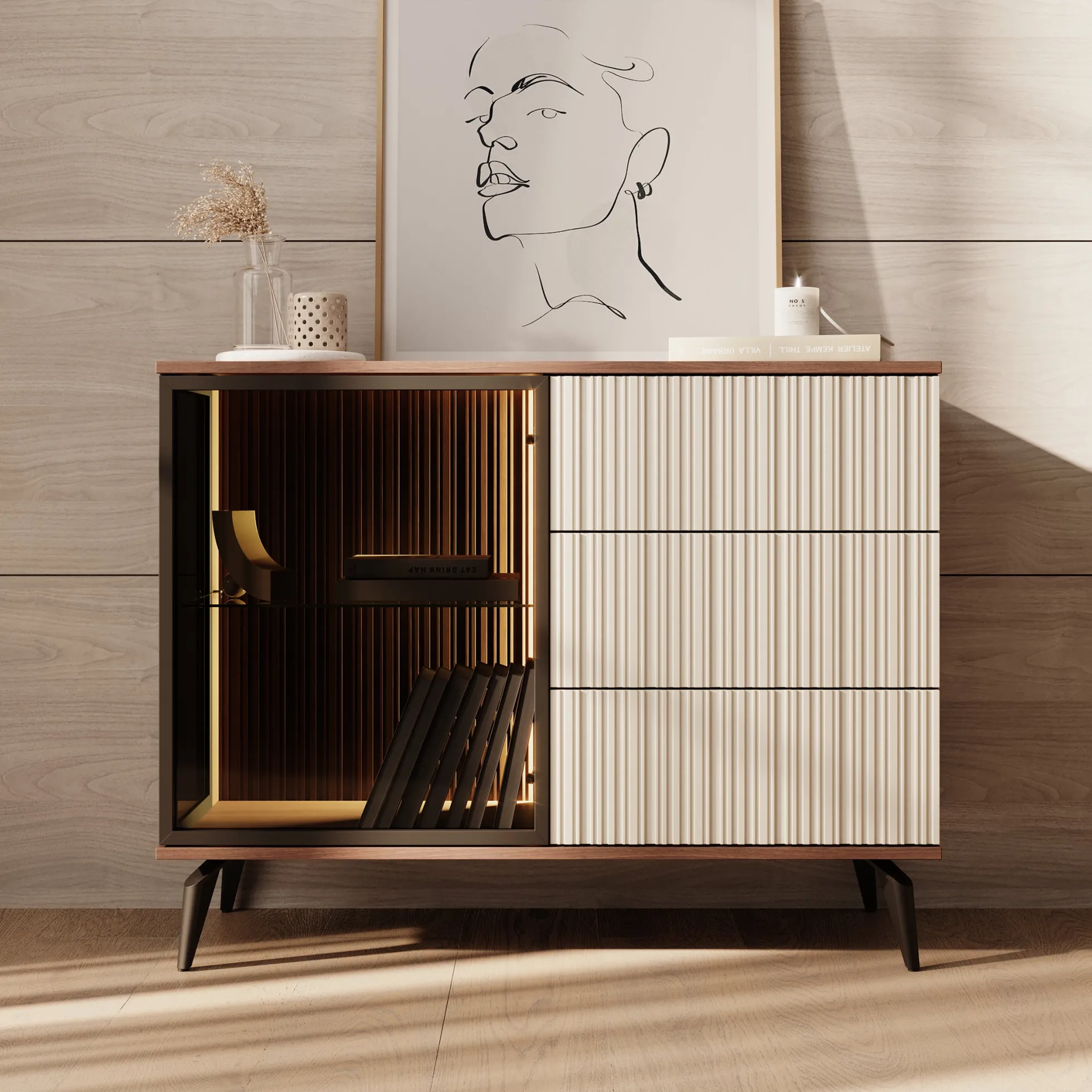 Riverhead - Dressoir - Beige/Eiken - 103x39x80 cm