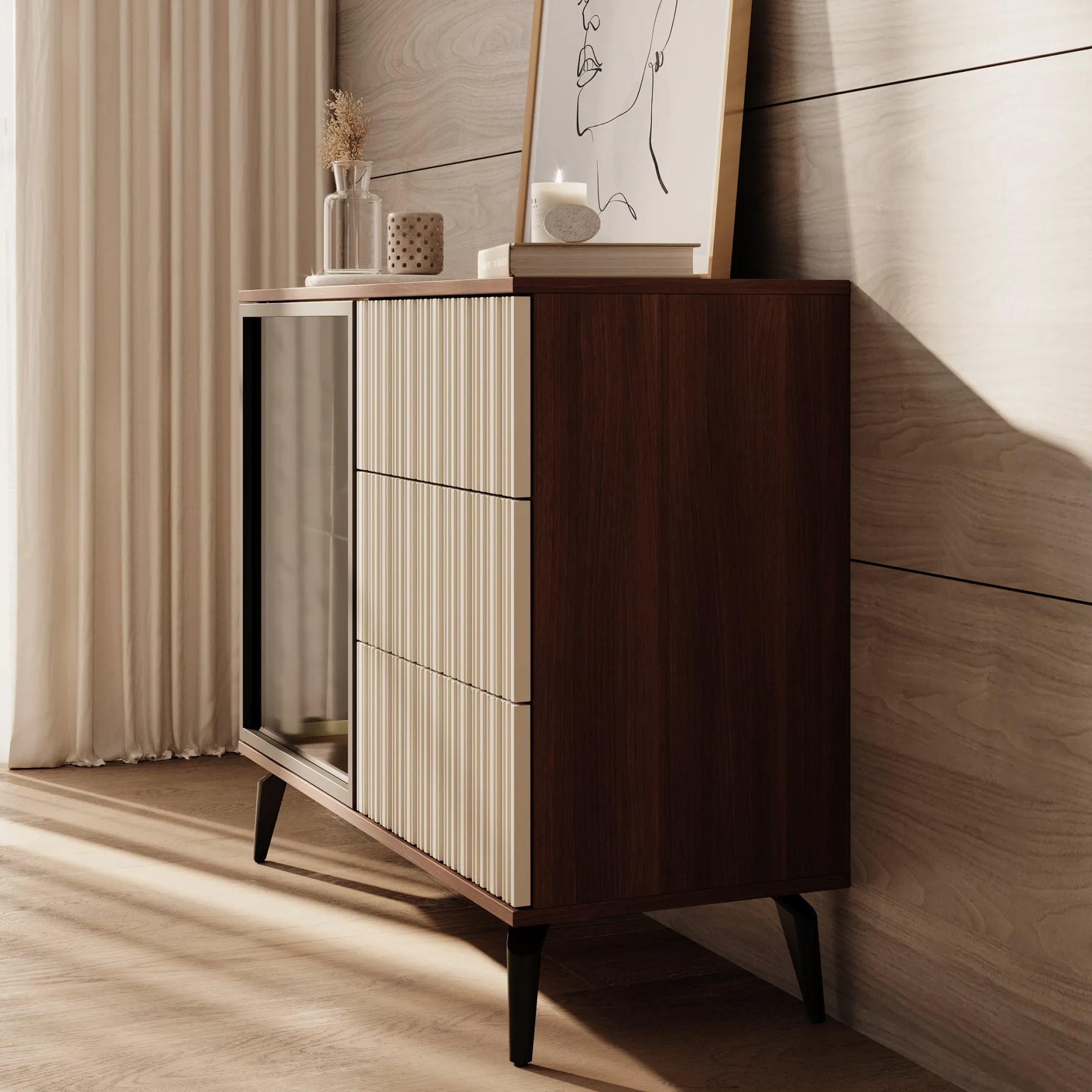 Riverhead - Dressoir - Beige/Eiken - 103x39x80 cm