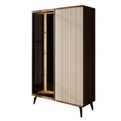 Riverhead - Vitrinekast - Beige/Eiken - 103x39x162 cm