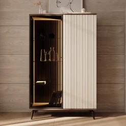 Riverhead - Vitrinekast - Beige/Eiken - 103x39x162 cm