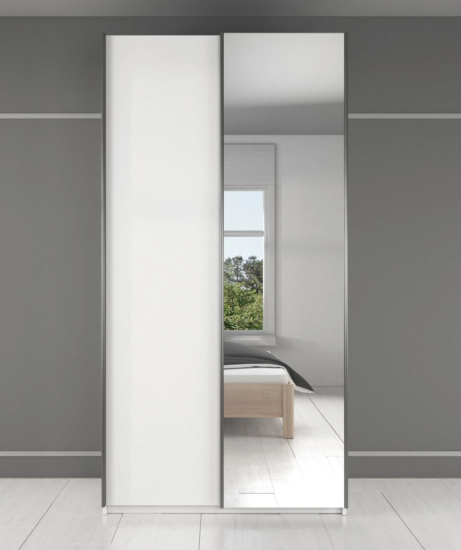 Rocky - Kledingkast met schuifdeuren - Wit - 100x64x216 cm