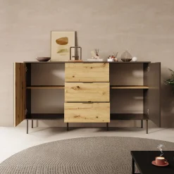 Rogan - Dressoir - Zwart - 165x40x92 cm