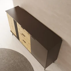 Rogan - Dressoir - Zwart - 165x40x92 cm