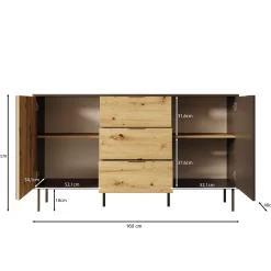 Rogan - Dressoir - Zwart - 165x40x92 cm