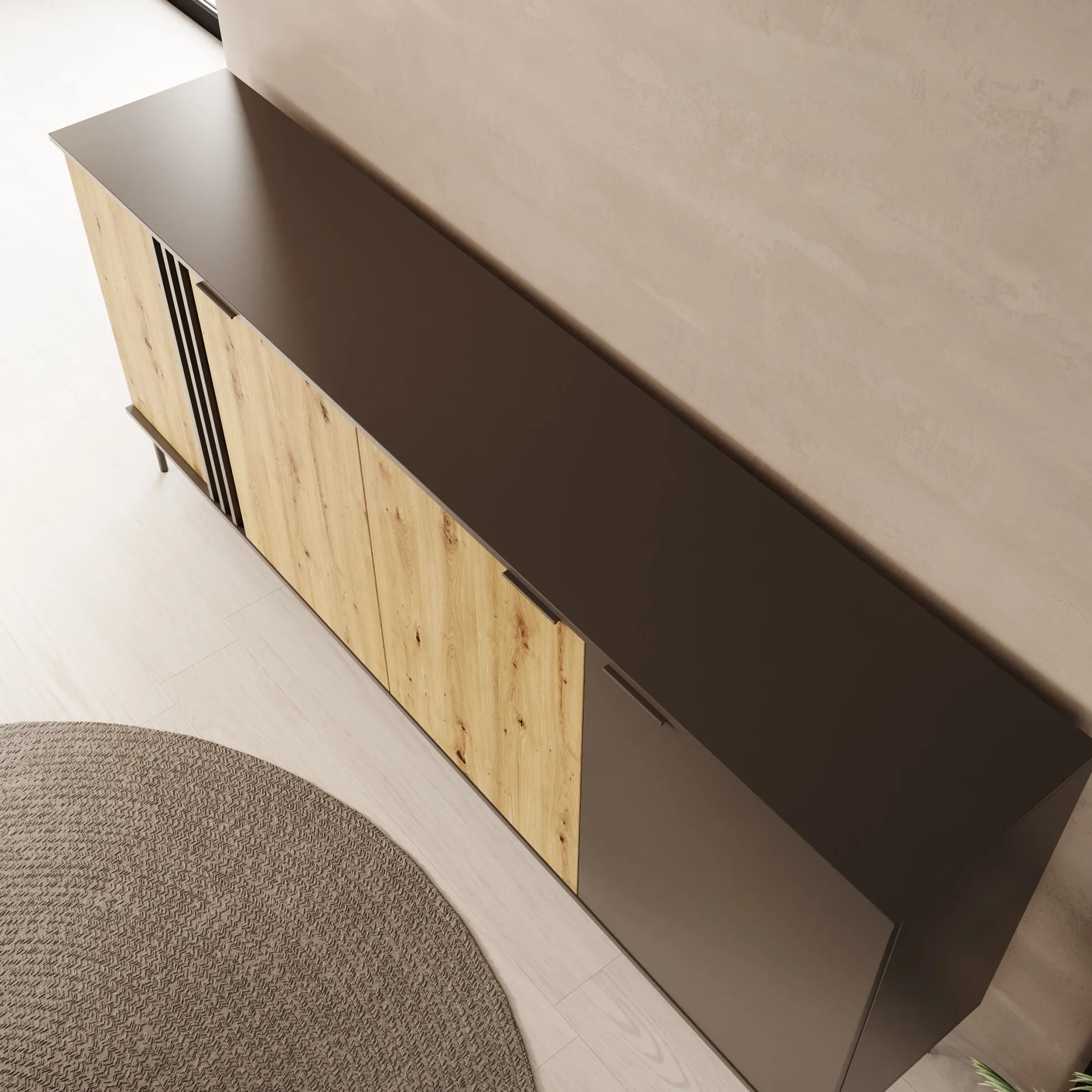 Rogan - Dressoir - Zwart - 220x40x92 cm