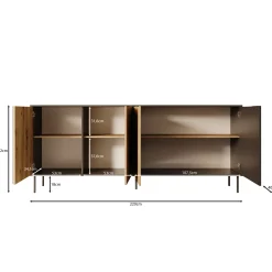Rogan - Dressoir - Zwart - 220x40x92 cm