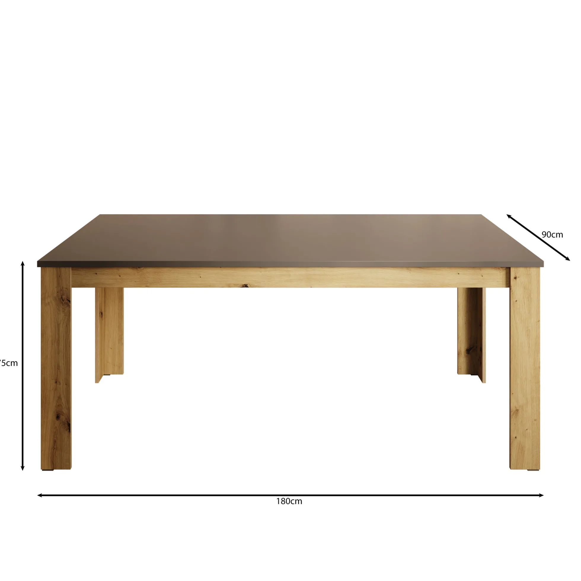 Rogan - Eetkamertafel - Zwart - 180x90x75 cm