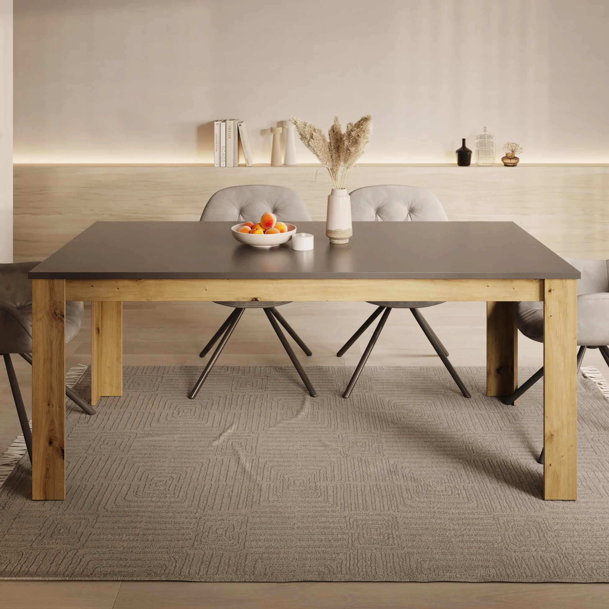 Rogan - Eetkamertafel - Zwart - 180x90x75 cm