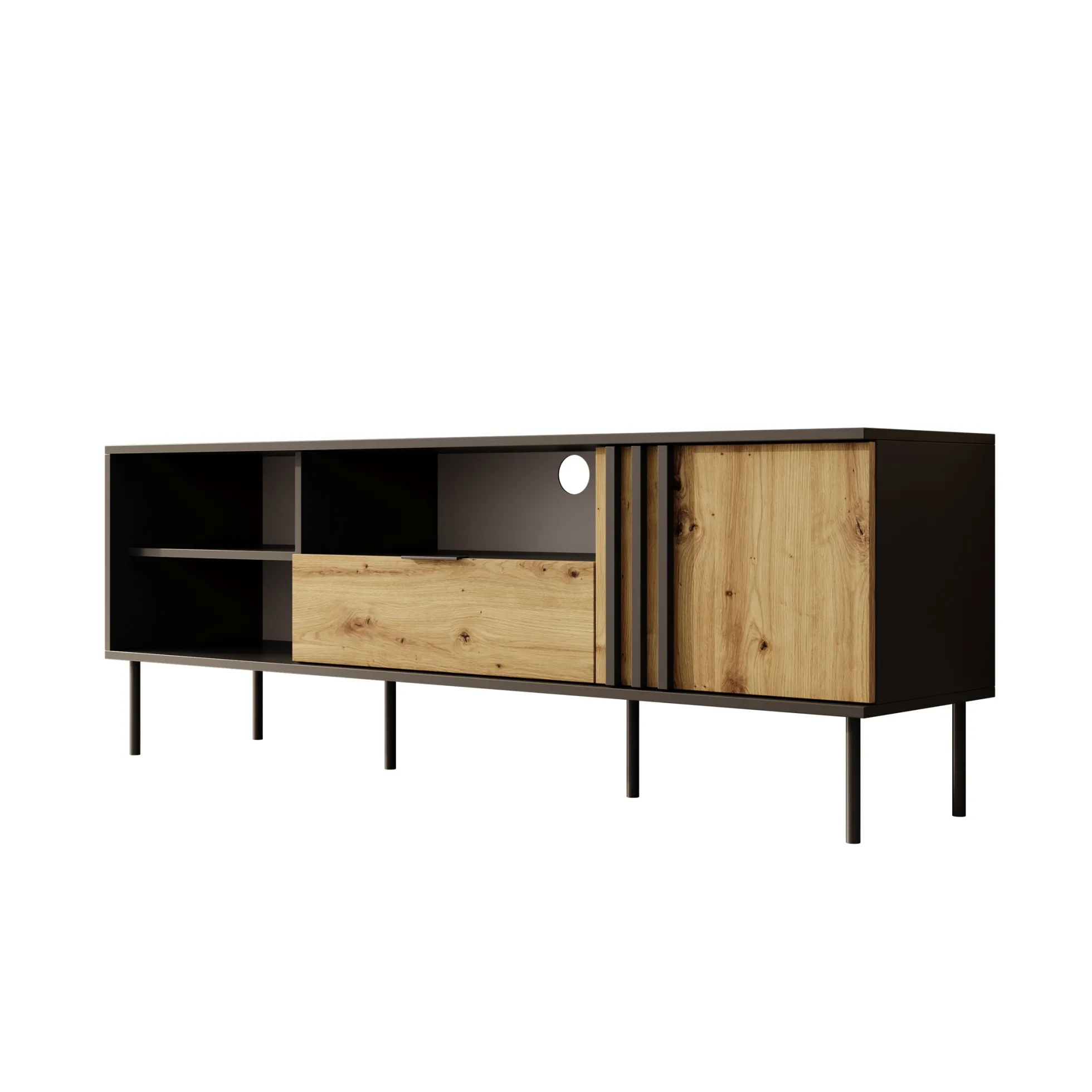 Rogan - TV-Meubel - Zwart - 160x40x58 cm