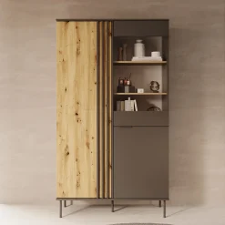 Rogan - Vitrinekast - Zwart - 111x40x195 cm