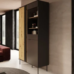 Rogan - Vitrinekast - Zwart - 111x40x195 cm