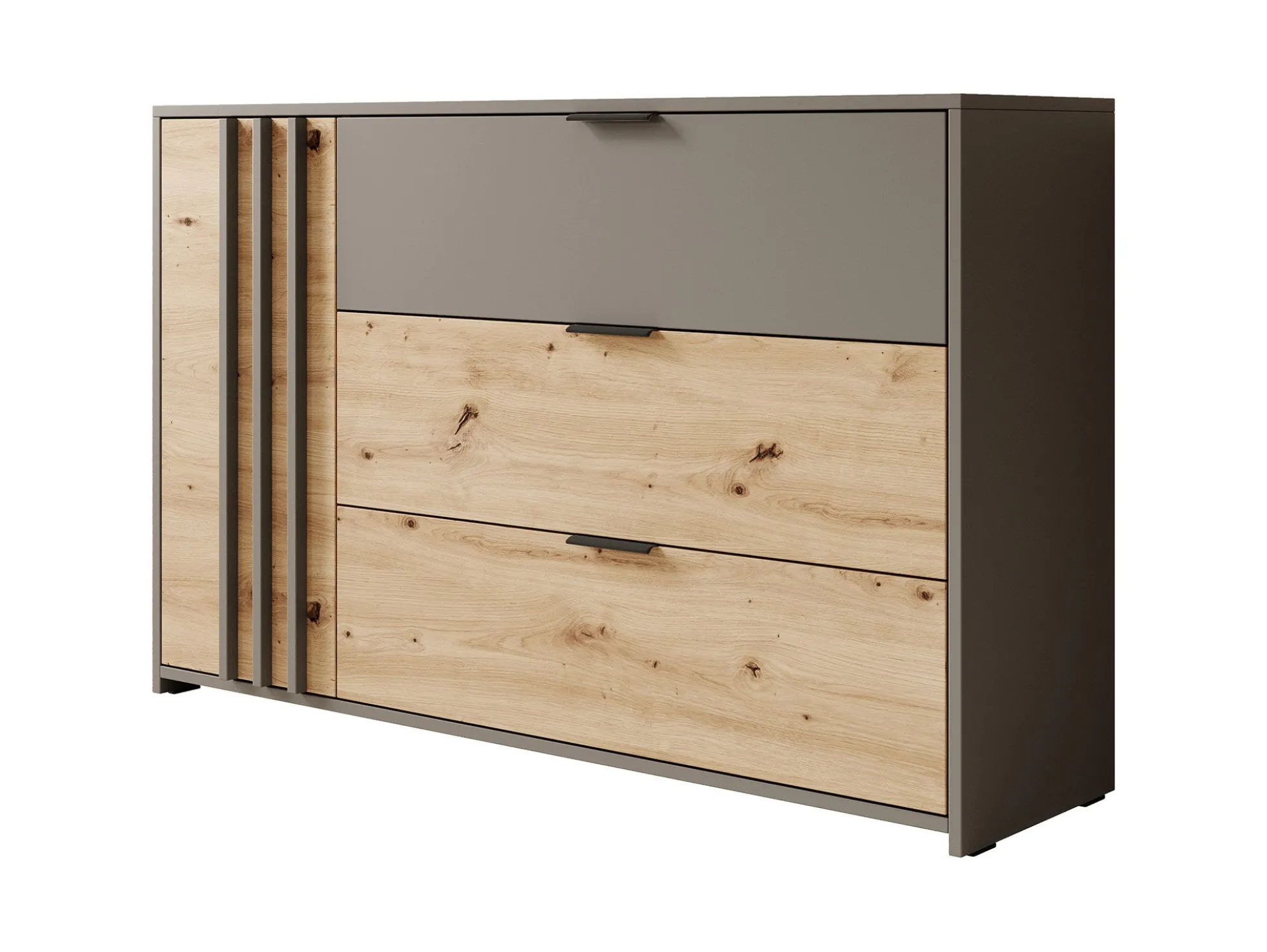 Roma - Dressoir - Grijs/eiken - 125x35x80 cm