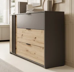 Roma - Dressoir - Grijs/eiken - 125x35x80 cm