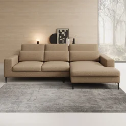 Rosano - Hoekbank 3-zits met chaise longue - Stof beige - Rechts