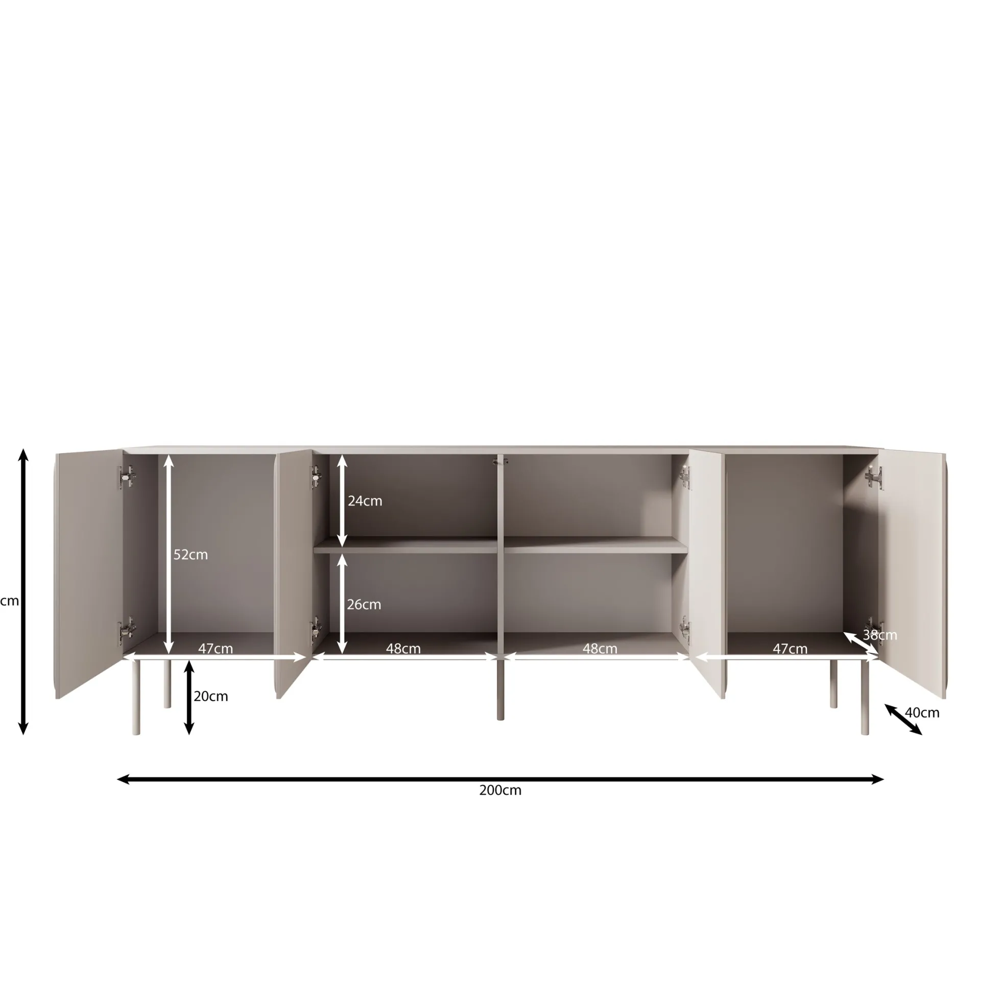 Rovik - Dressoir - Beige - 200x40x76 cm