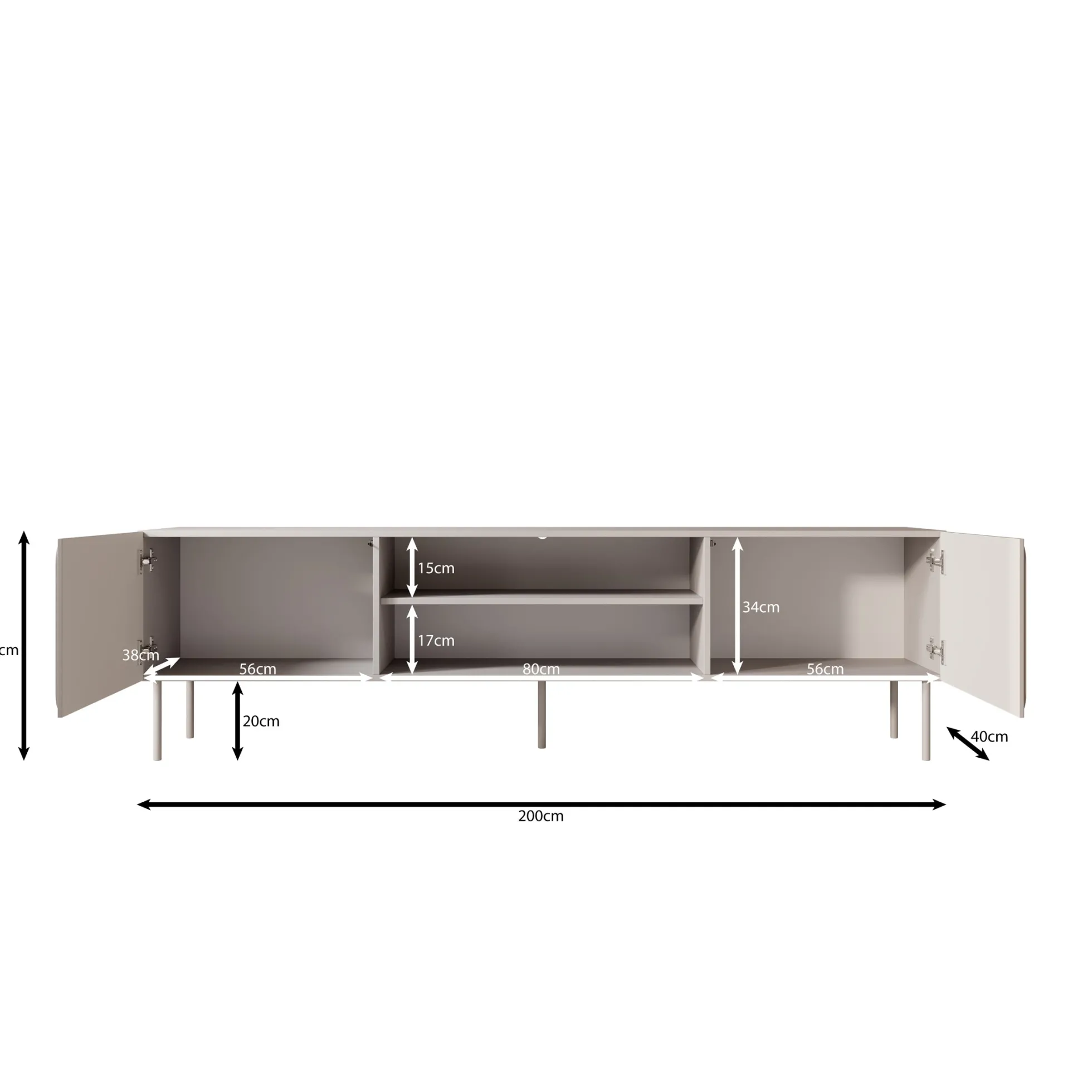 Rovik - TV-Meubel - Beige - 200x40x58 cm