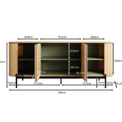 Royale - Dressoir - Eiken - 200x45x82 cm