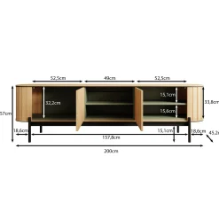 Royale - TV-Meubel met 2 deuren - Eiken - 200x45x57 cm